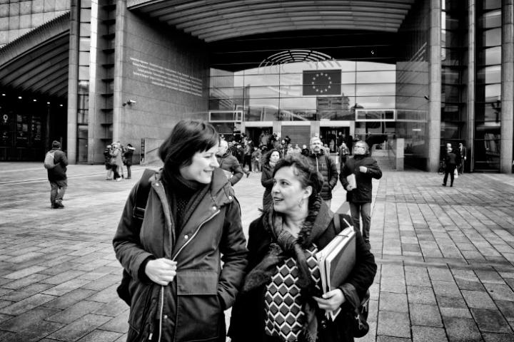 Ana Pontón, con la eurodiputada Ana Miranda, en Bruselas.