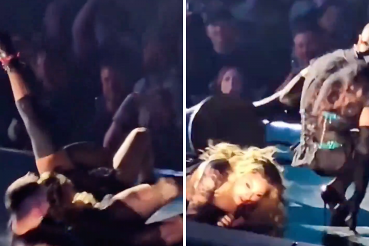 Madonna, en su caída durante un concierto en Seattle.