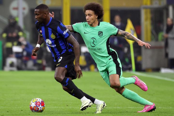 Uno de los instantes del Inter 1-0 Atlético de Madrid de la ida de los octavos de final de la Champions League 2023-2024