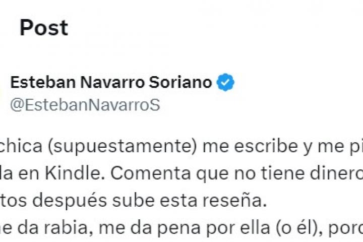 El tuit del escritor Esteban Navarro
