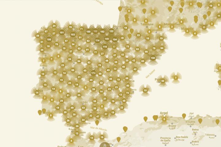 Mapa interactivo de la Real Academia de Historia de España.