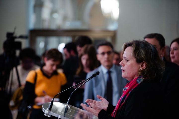 Montse Cortiñas comparece tras la reunión con el ministro de Agricultura y otras asociaciones agrarias