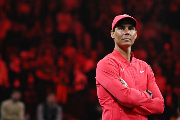 Rafa Nadal en el partido de exhibición organizado por Netflix con Carlos Alcaraz.