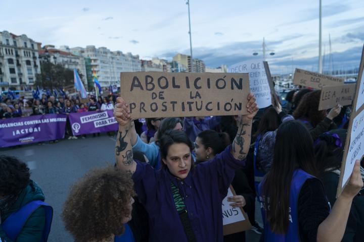 Manifestación a favor de la abolición de la prostitución.