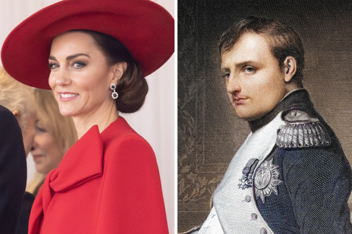 Kate Middleton, en una imagen de archivo, y un cuadro de Napoleón.