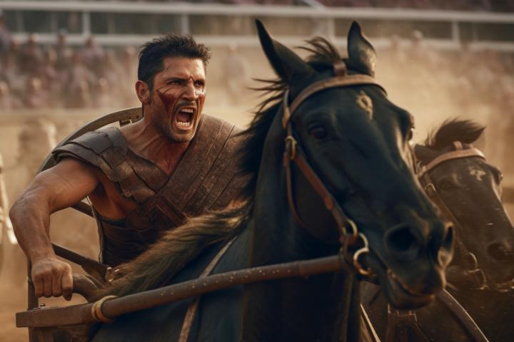 Corredor en carrera de cuadrigas.