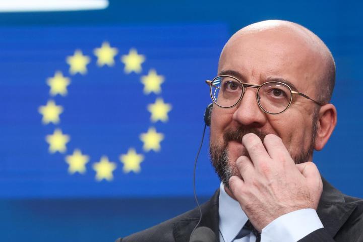 El presidente del Consejo Europeo, Charles Michel, en una rueda de prensa.