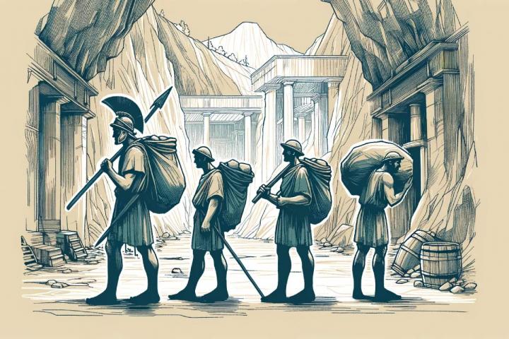 Representación libre de una mina romana