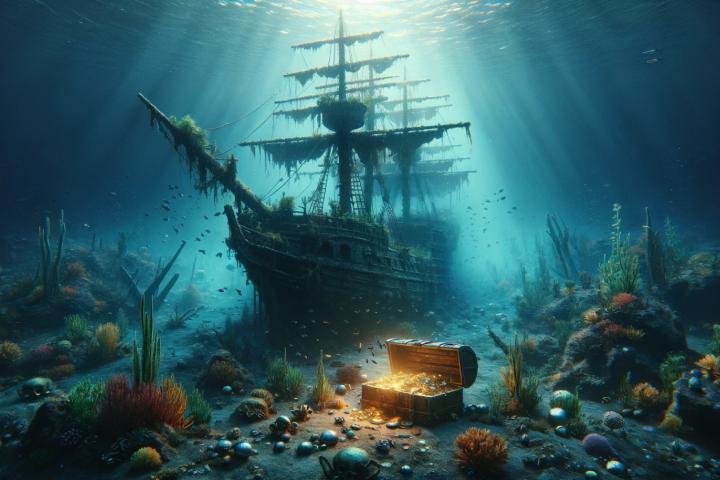 Un barco hundido junto a un tesoro