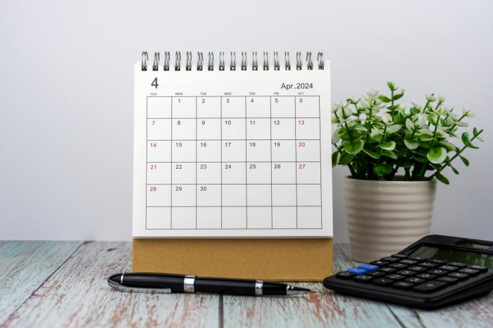 Calendario de abril 2024.