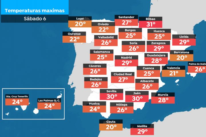 Temperaturas sábado 4 abril