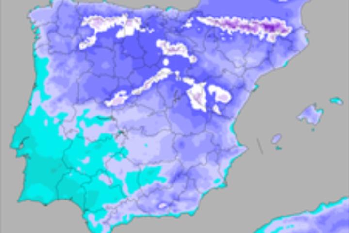 La temperatura mínima en España.
