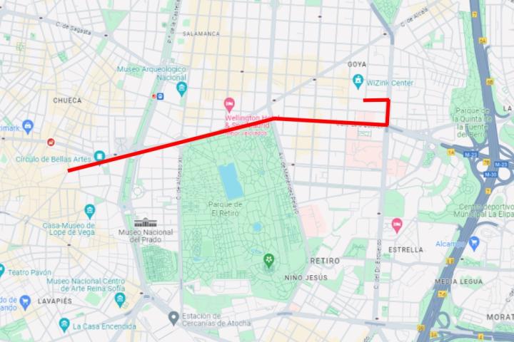 Mapa con los cortes de tráfico en Madrid hoy miércoles 24 de abril