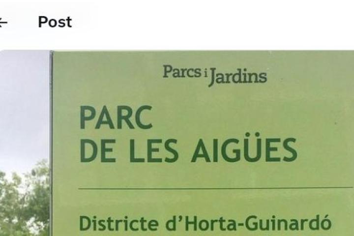 El cartel de un parque de Barcelona