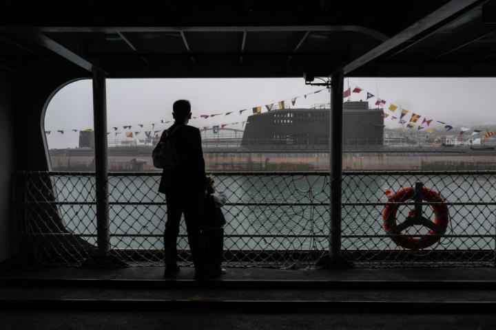 Exhibición de un submarino en Qingdao, China