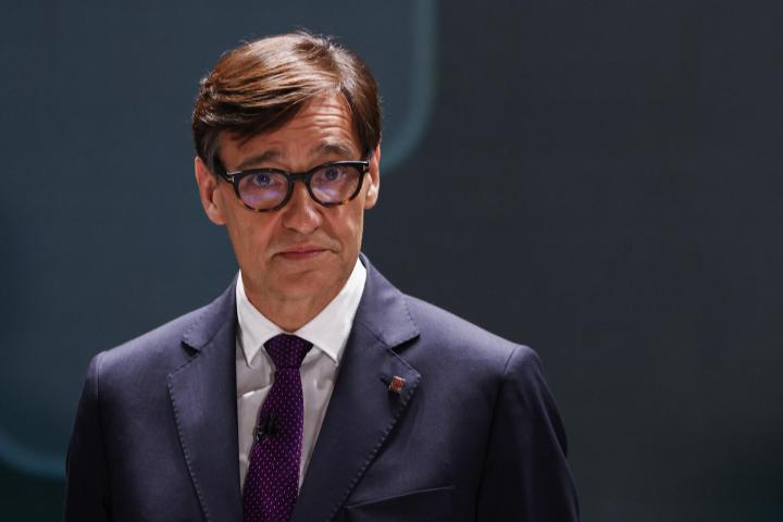 El candidato del PSC a la presidencia de la Generalitat, Salvador Illa, en el debate de TV3.