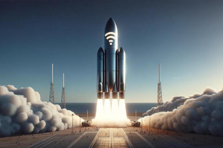 Un cohete con el logo de Wifi.