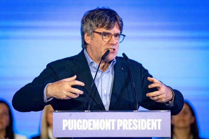 El expresident catalán Carles Puigdemont, candidato de Junts al 12M, en una imagen de archivo.