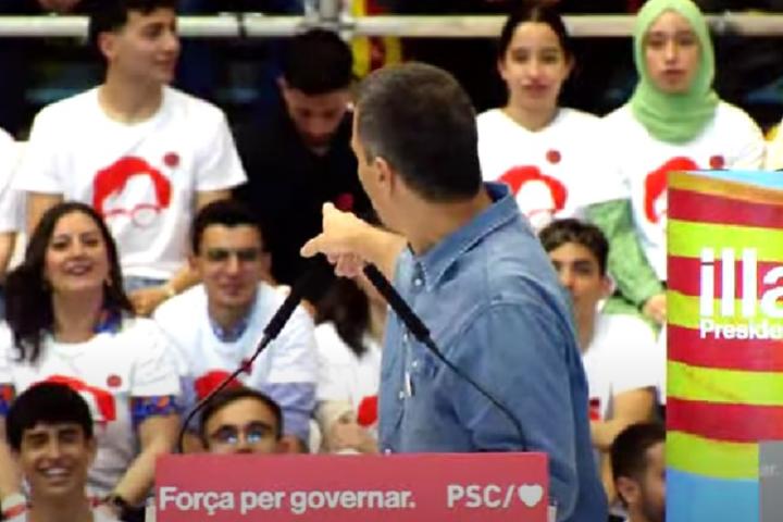 Pedro Sánchez, en el mitin de cierre de campaña catalana