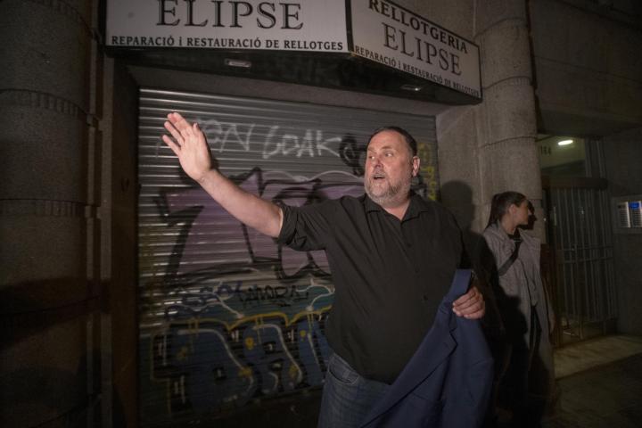 El presidente de ERC, Oriol Junqueras, a la salida de la reunión de la Ejecutiva Nacional del partido.