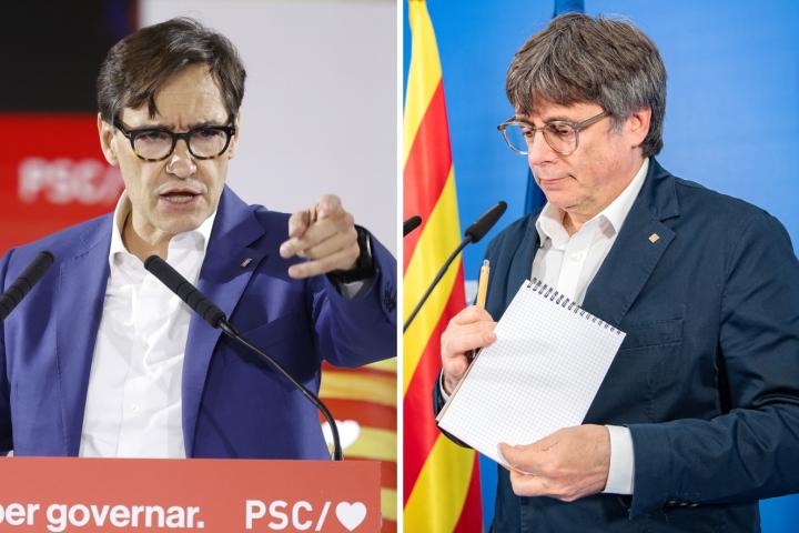 Fotomontaje de Salvador Illa y Carles Puigdemont.