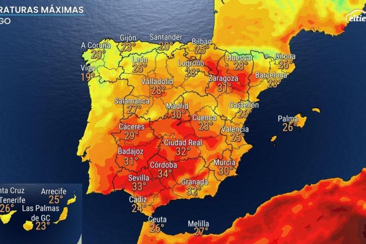 Mapa del eltiempo.es.