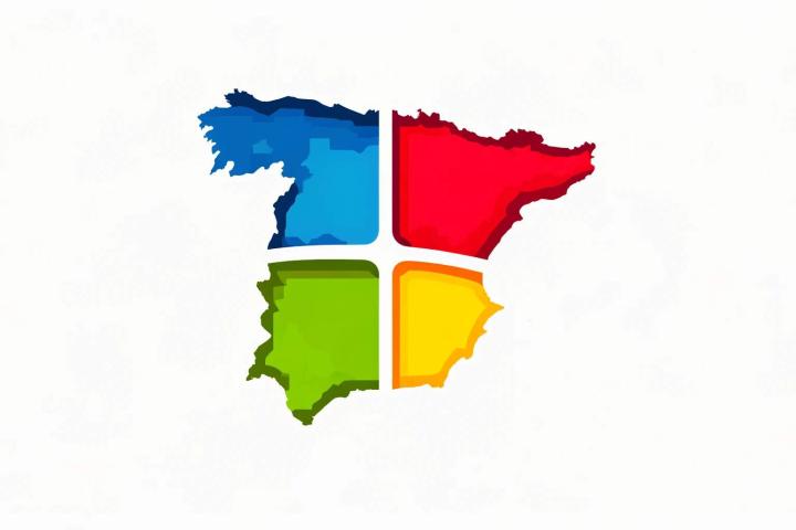 Mapa de España en forma de logo de Windows