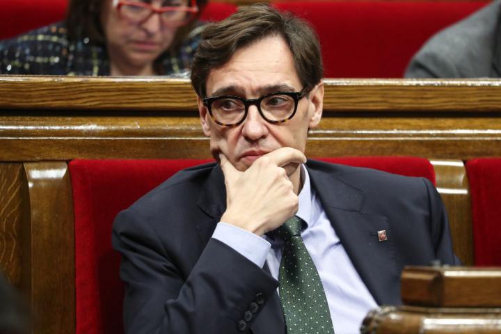 El líder del PSC, Salvador Illa, en un momento del pleno de constitución del Parlamento en Cataluña.