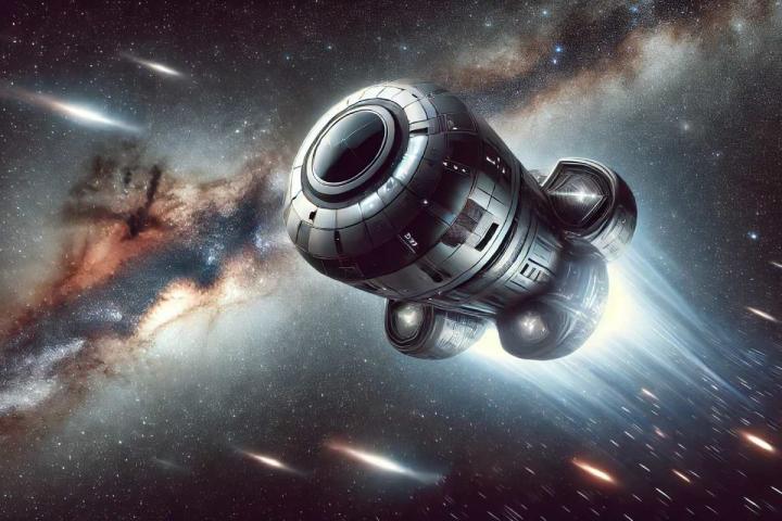 Capsula espacial surcando el espacio