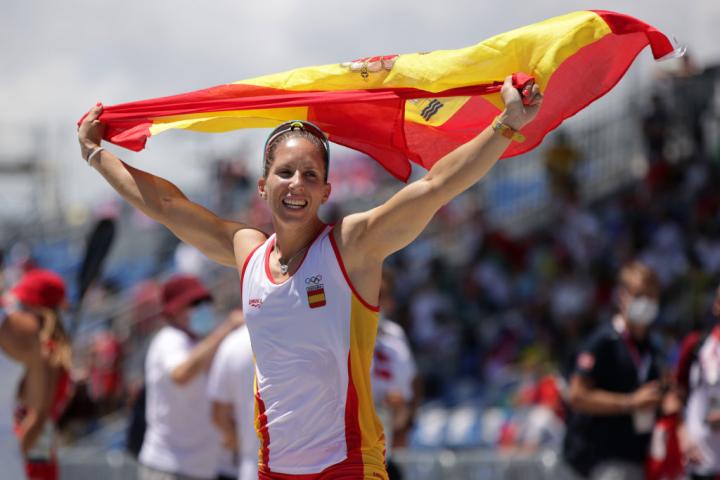 Teresa Portela, exultante, tras ganar la medalla de plata en Tokio 2020