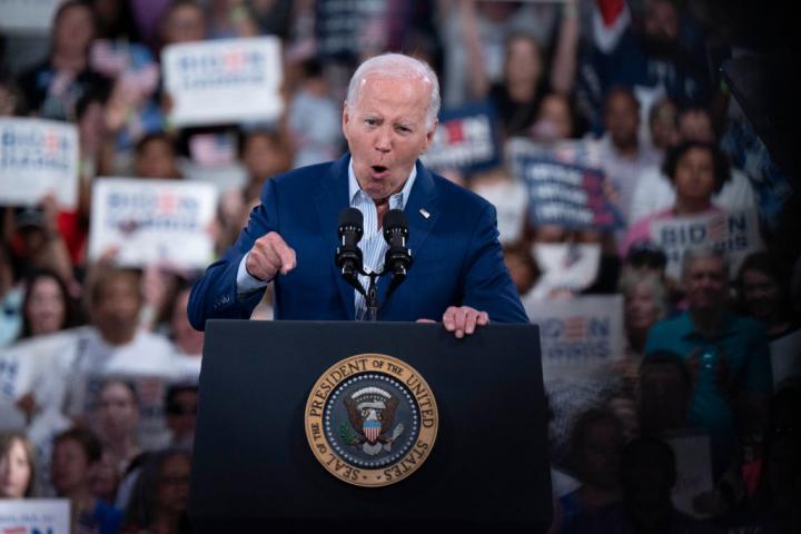 Joe Biden, en un momento de su mitin en Carolina del Norte