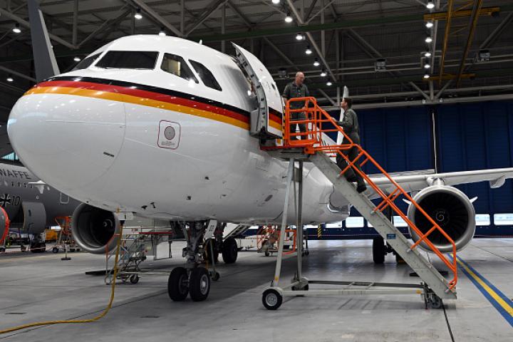 Imagen de archivo de un Airbus A319 OH en un hangar de las fuerzas aéreas de Alemania, en la región de Renania del Norte-Westfalia.