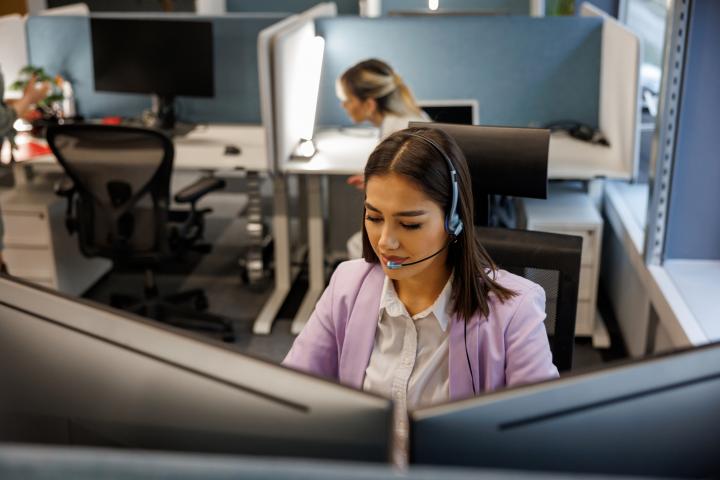 Imagen de archivo de un call center.