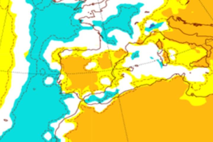 Mapa de la AEMET sobre las anomalías de las temperaturas a partir del 15 de julio.