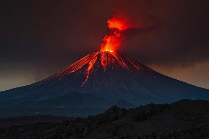 Volcán en erupción