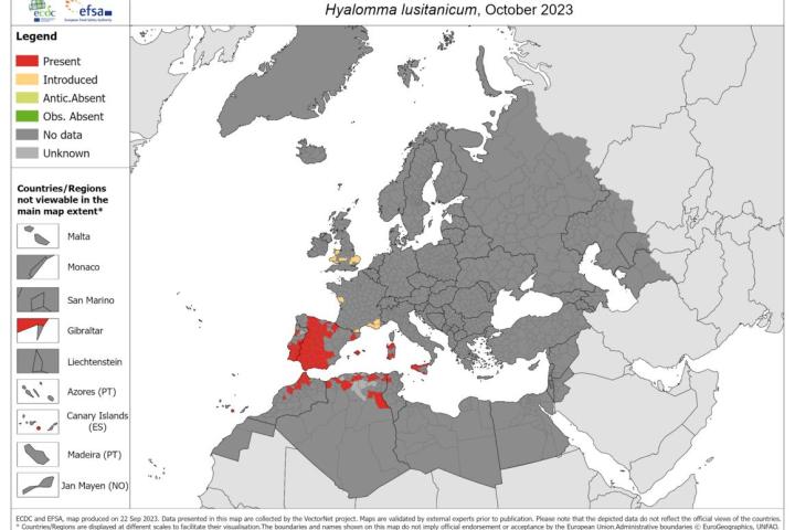 El mapa de las garrapatas elaborado por el ECDC y la EFSA.