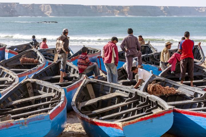 Pescadores marroquíes en la zona del Sáhara Occidental, territorio bajo ocupación, en una imagen de archivo.