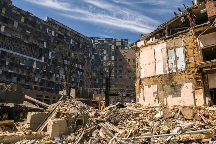 Restos del hospital infantil que ha bombardeado Rusia en Kiev, la capital de Ucrania.