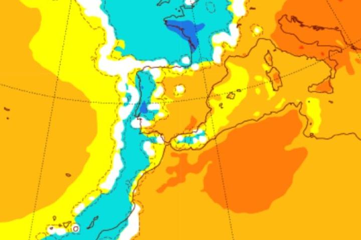 Mapa del ECMWF recogido por AEMET