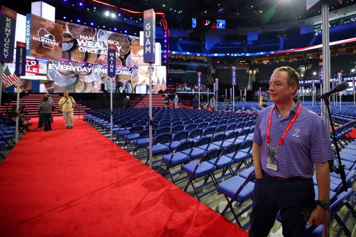 Preparativo de la Convención Nacional del Partido Republicano en Milwaukee, Wisconsin.