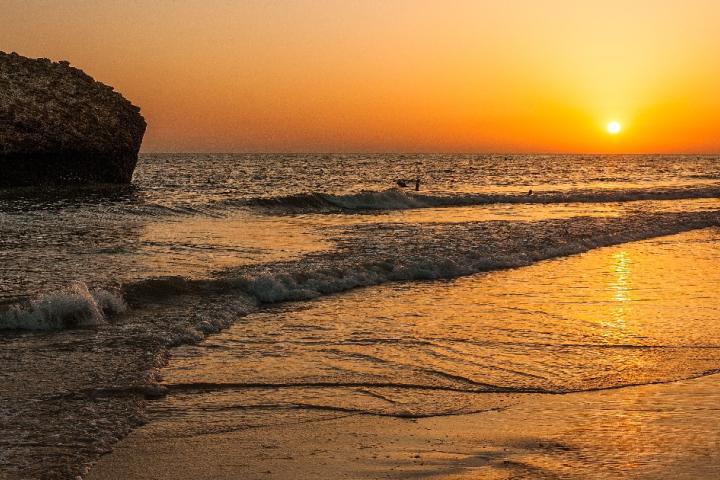 Puesta de sol en la playa de Matalascañas.