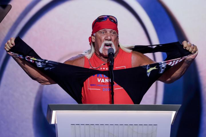 El ex luchador de lucha libre, Hulk Hogan, en la Convención Republicana.