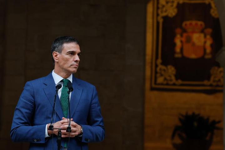 Pedro Sánchez, en su comparecencia ante los medios en Palma