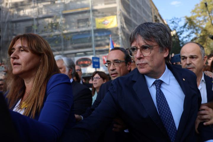 Carles Puigdemont, a su llegada a Barcelona.