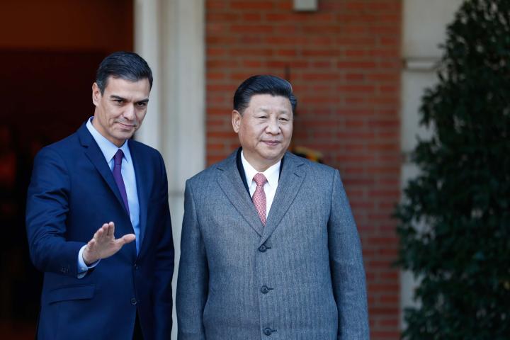 Imagen de archivo de una recepción de Pedro Sánchez al presidente chino, Xi Jinping.