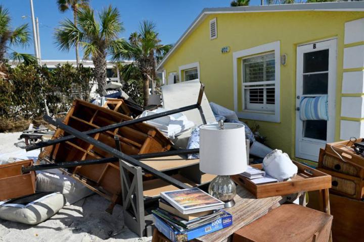 Una casa devastada por el huracán 'Helene' en el estado de Florida (EE UU).