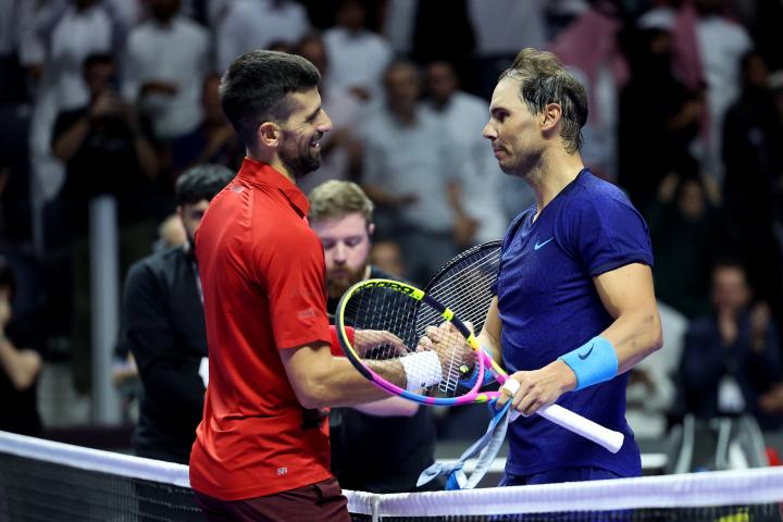 Novak Djokovic y Rafa Nadal tras terminar el partido.