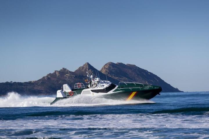 Las pruebas de mar de la patrullera 'Río Flumen' efectuadas en la Ría de Vigo.