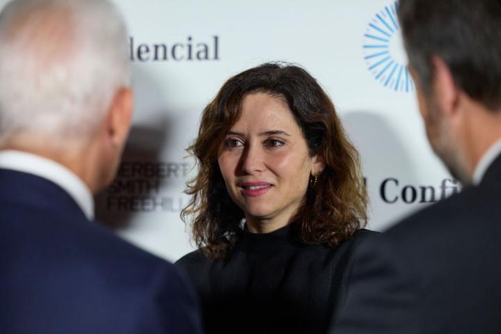 Isabel Díaz Ayuso en el acto donde ha asegurado que España es un estado policial.