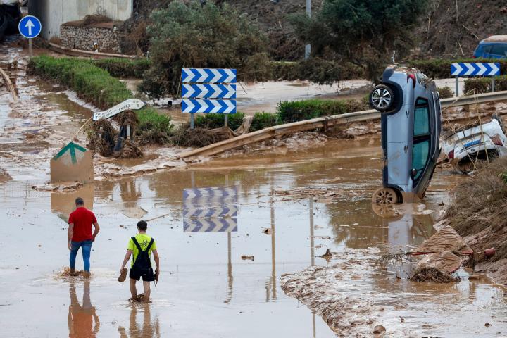Aspecto de la carretera que une Valencia y Torrente, este jueves.